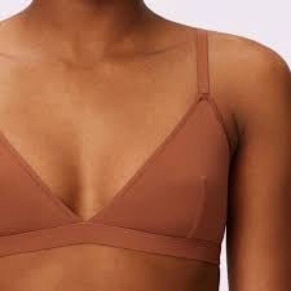 PARADE Plunge Unlined Bralette Nude Color Size 3X Sheer Mesh Gently Used - Picture 1 of 6